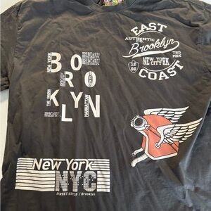 AMERICAN GARAGE Premium Heavy Cotton Boxy Fit Discharge Print Tee New York XL